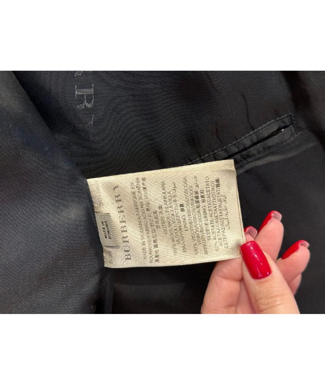 BURBERRY Антрацитовый шерстяной тренч / плащ, фото 5