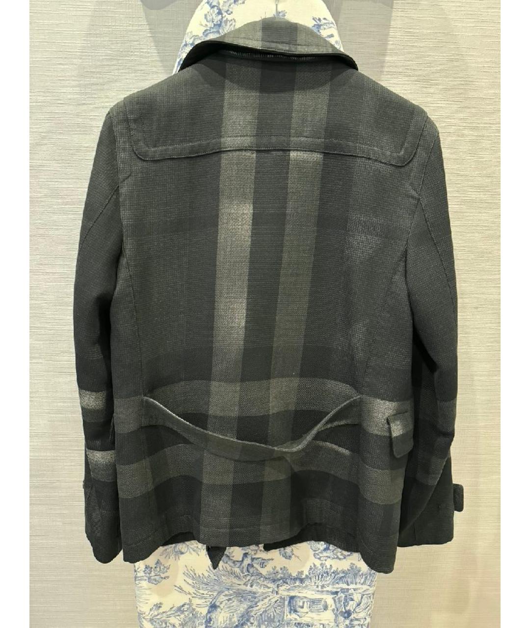 BURBERRY Антрацитовый шерстяной тренч / плащ, фото 2