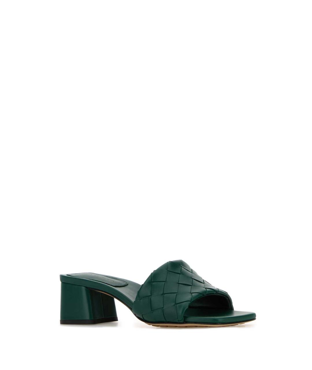 BOTTEGA VENETA Зеленые кожаные мюли, фото 2