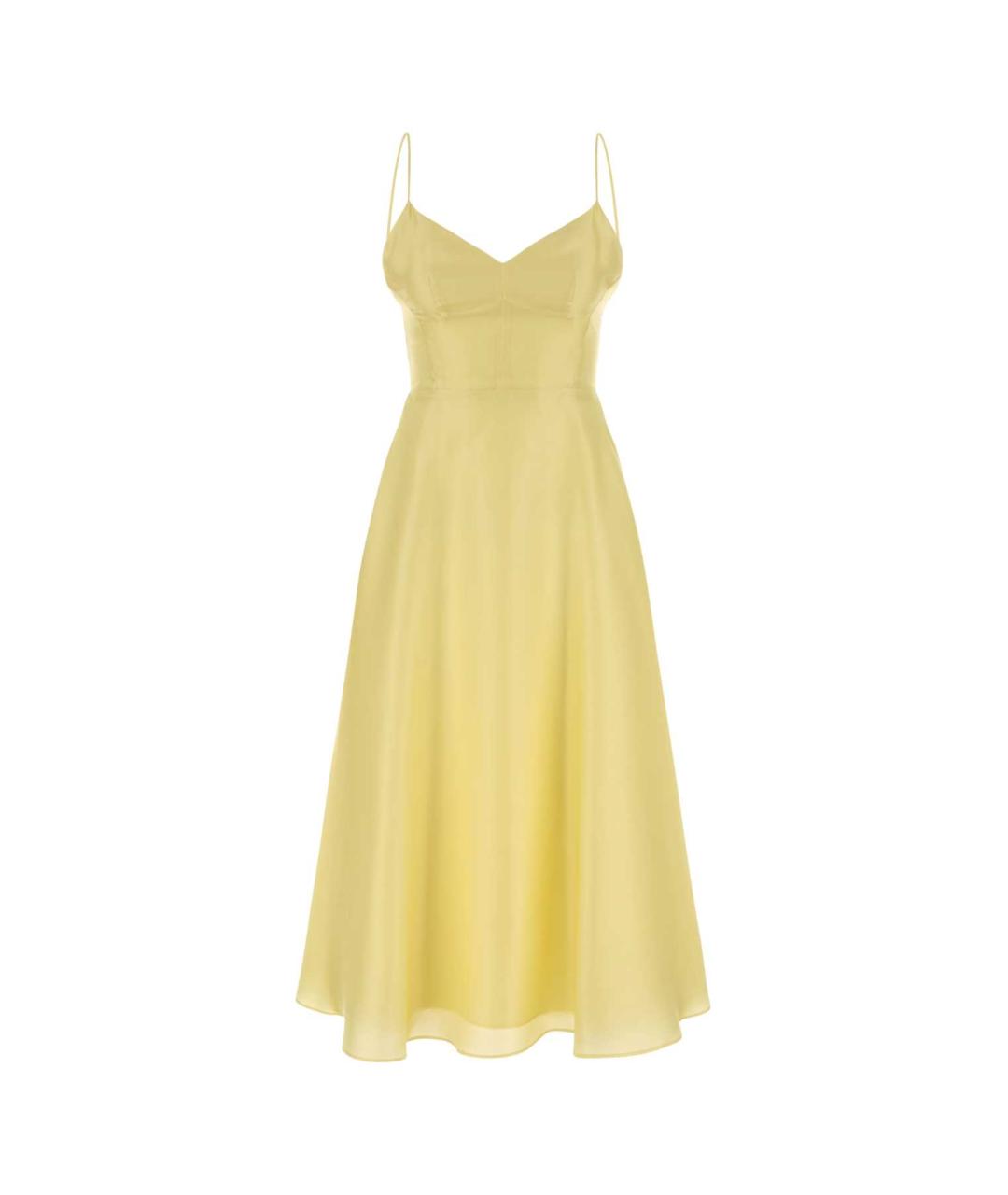 ALBERTA FERRETTI Желтое шелковое коктейльное платье, фото 1