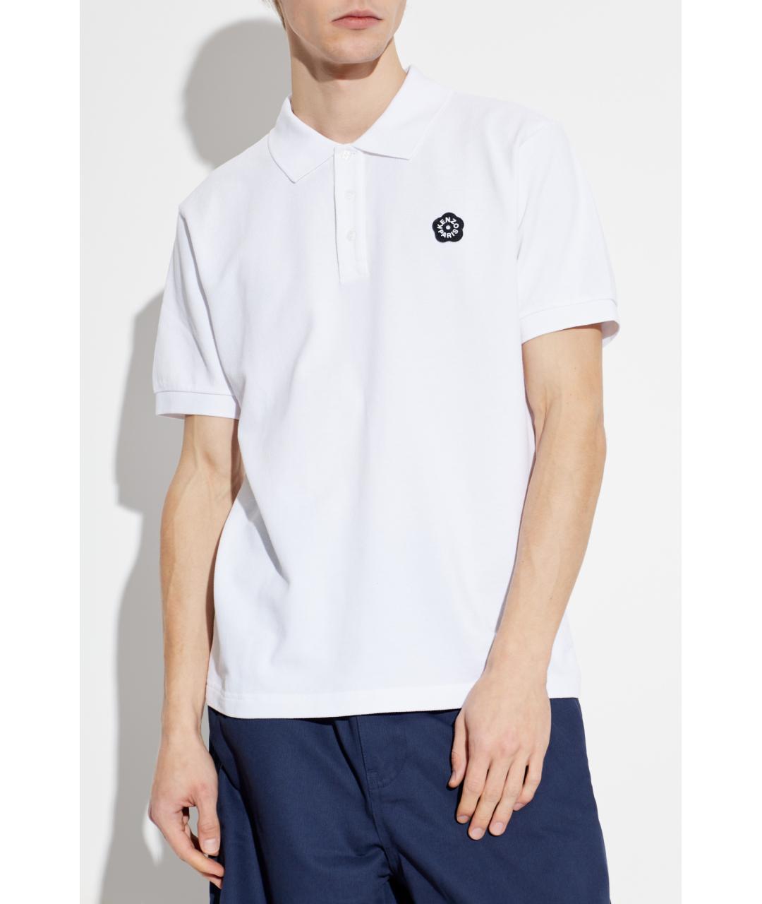 KENZO Белое хлопковое поло с коротким рукавом, фото 3