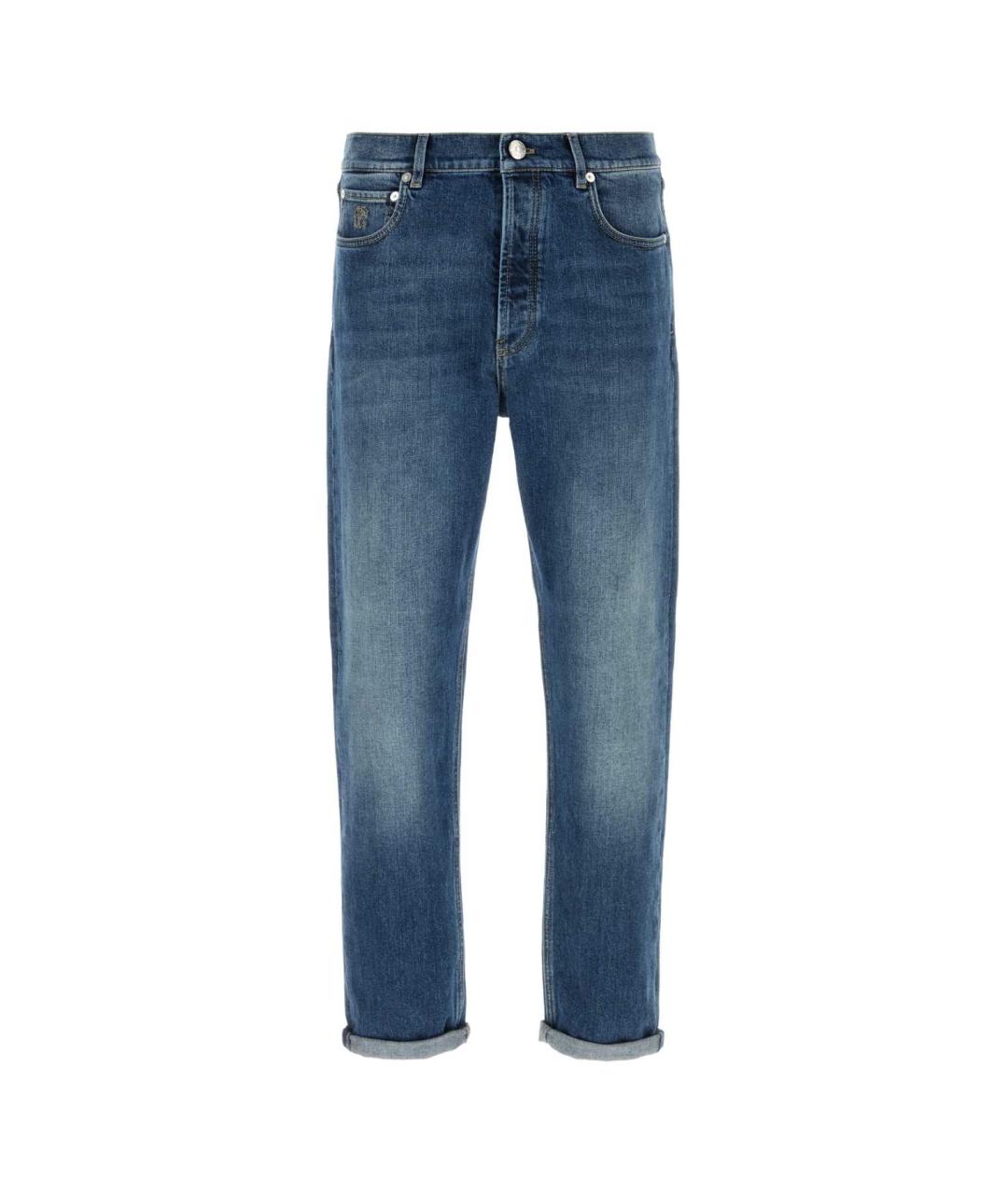 BRUNELLO CUCINELLI Синие хлопковые прямые джинсы, фото 1