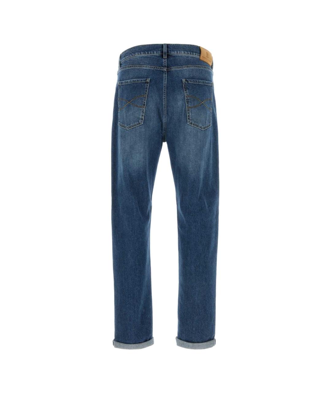BRUNELLO CUCINELLI Синие хлопковые прямые джинсы, фото 2