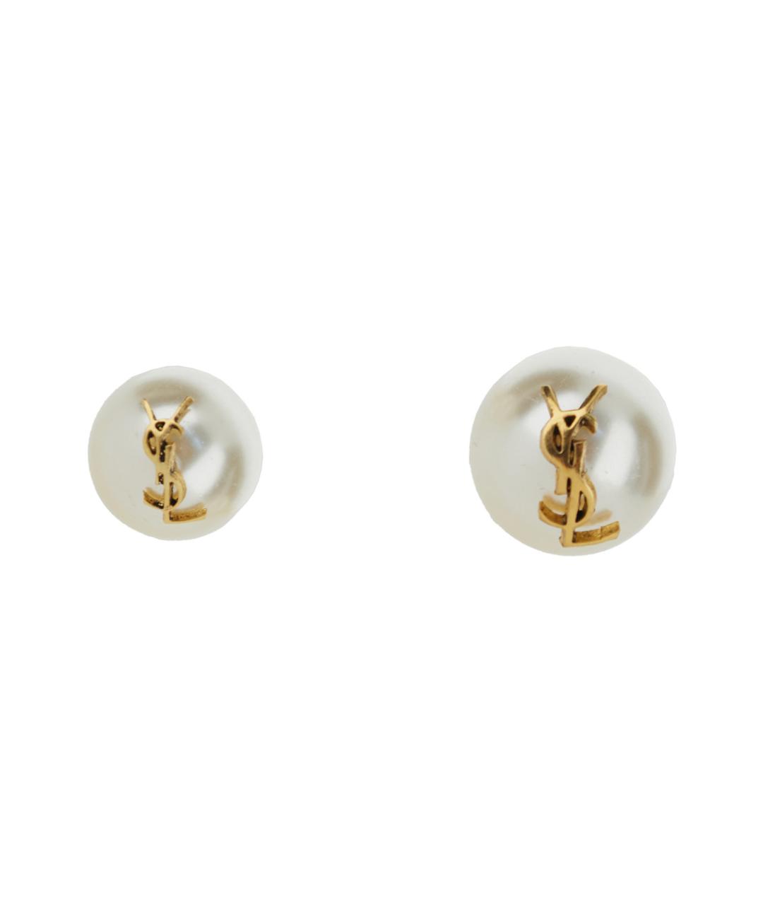 SAINT LAURENT Белые металлические серьги, фото 2
