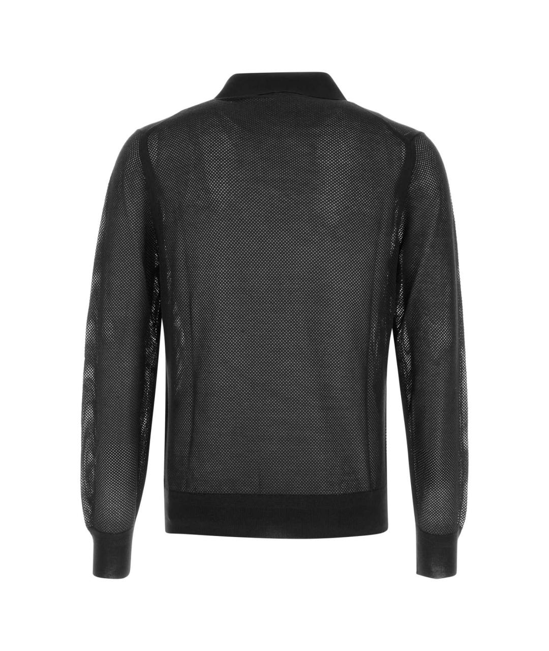 TOM FORD Черное хлопковое поло с длинным рукавом, фото 2