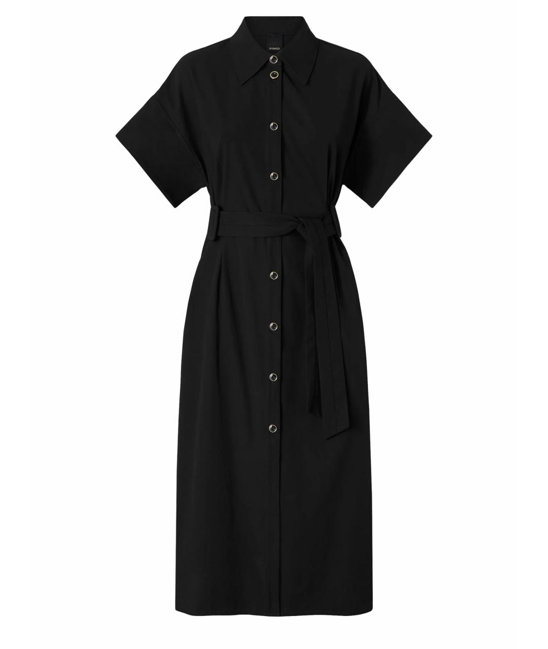 PINKO Черное хлопковое повседневное платье, фото 1
