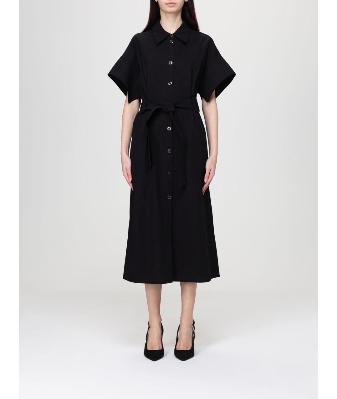 PINKO Черное хлопковое повседневное платье, фото 2