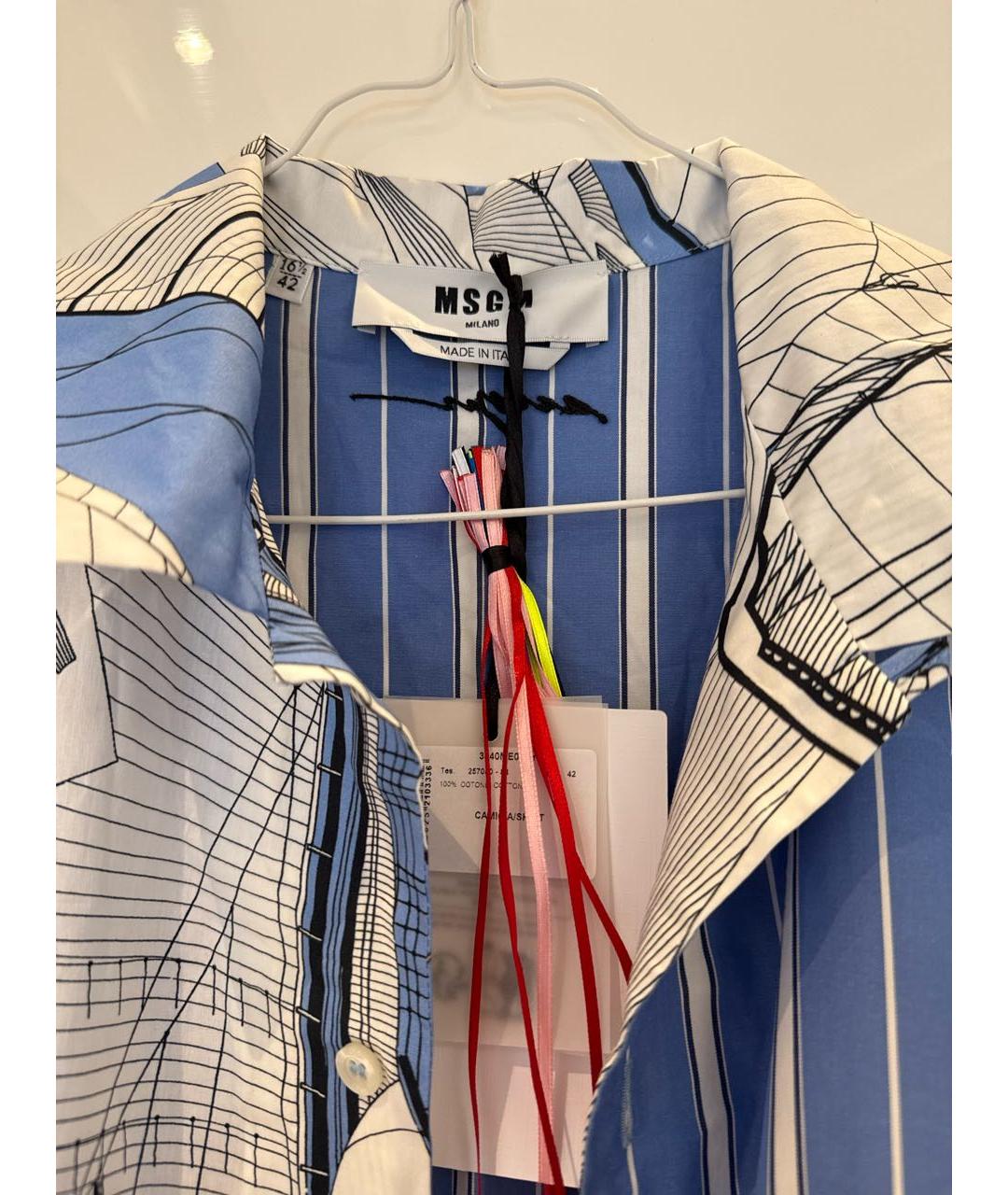 MSGM Голубая хлопковая кэжуал рубашка, фото 2