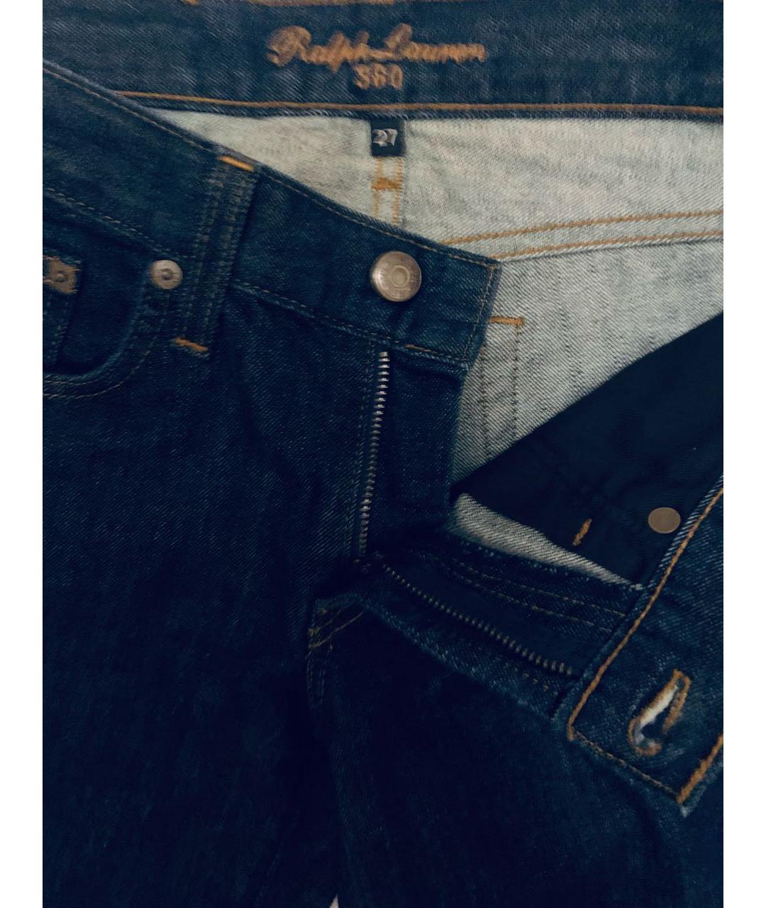 RALPH LAUREN Темно-синие хлопко-эластановые прямые джинсы, фото 2