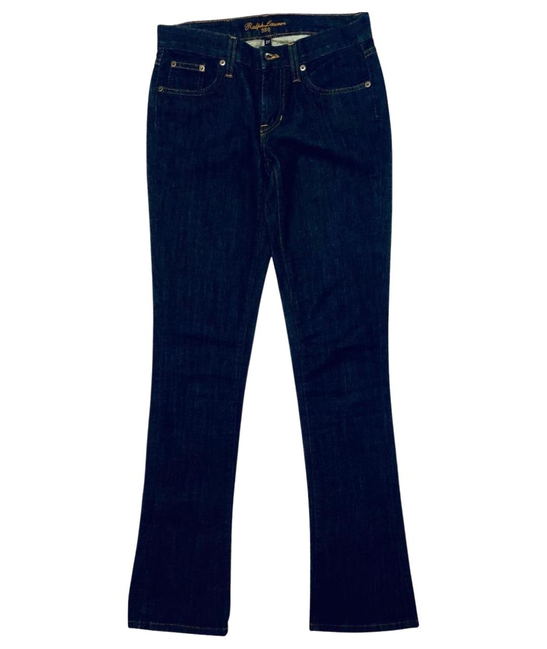 RALPH LAUREN Темно-синие хлопко-эластановые прямые джинсы, фото 1