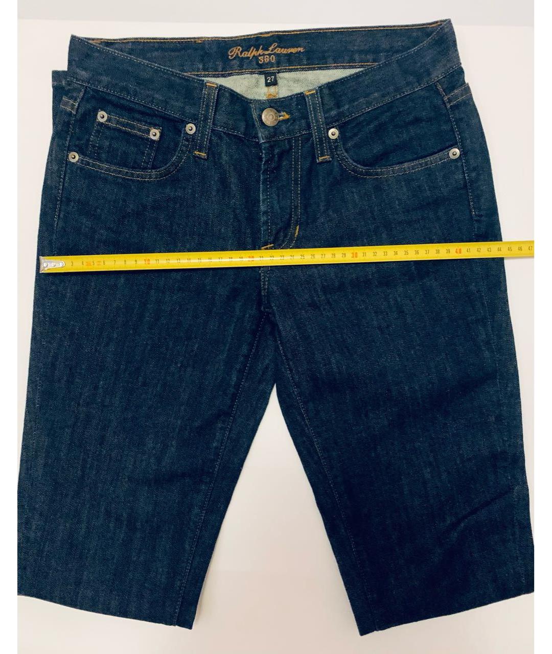 RALPH LAUREN Темно-синие хлопко-эластановые прямые джинсы, фото 4