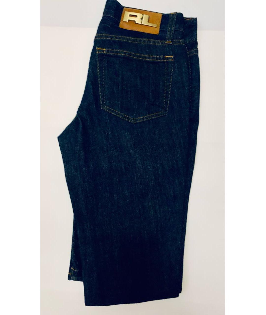RALPH LAUREN Темно-синие хлопко-эластановые прямые джинсы, фото 5