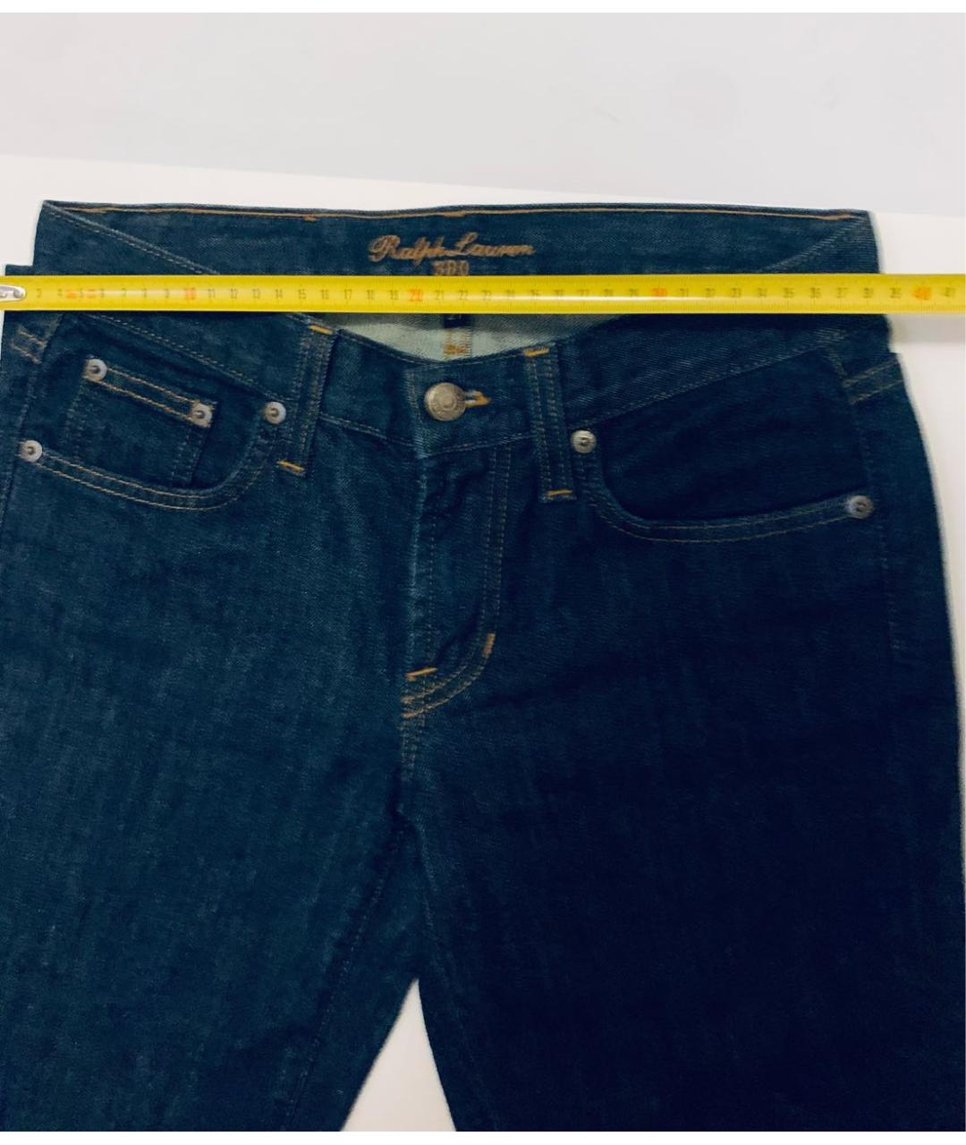 RALPH LAUREN Темно-синие хлопко-эластановые прямые джинсы, фото 3