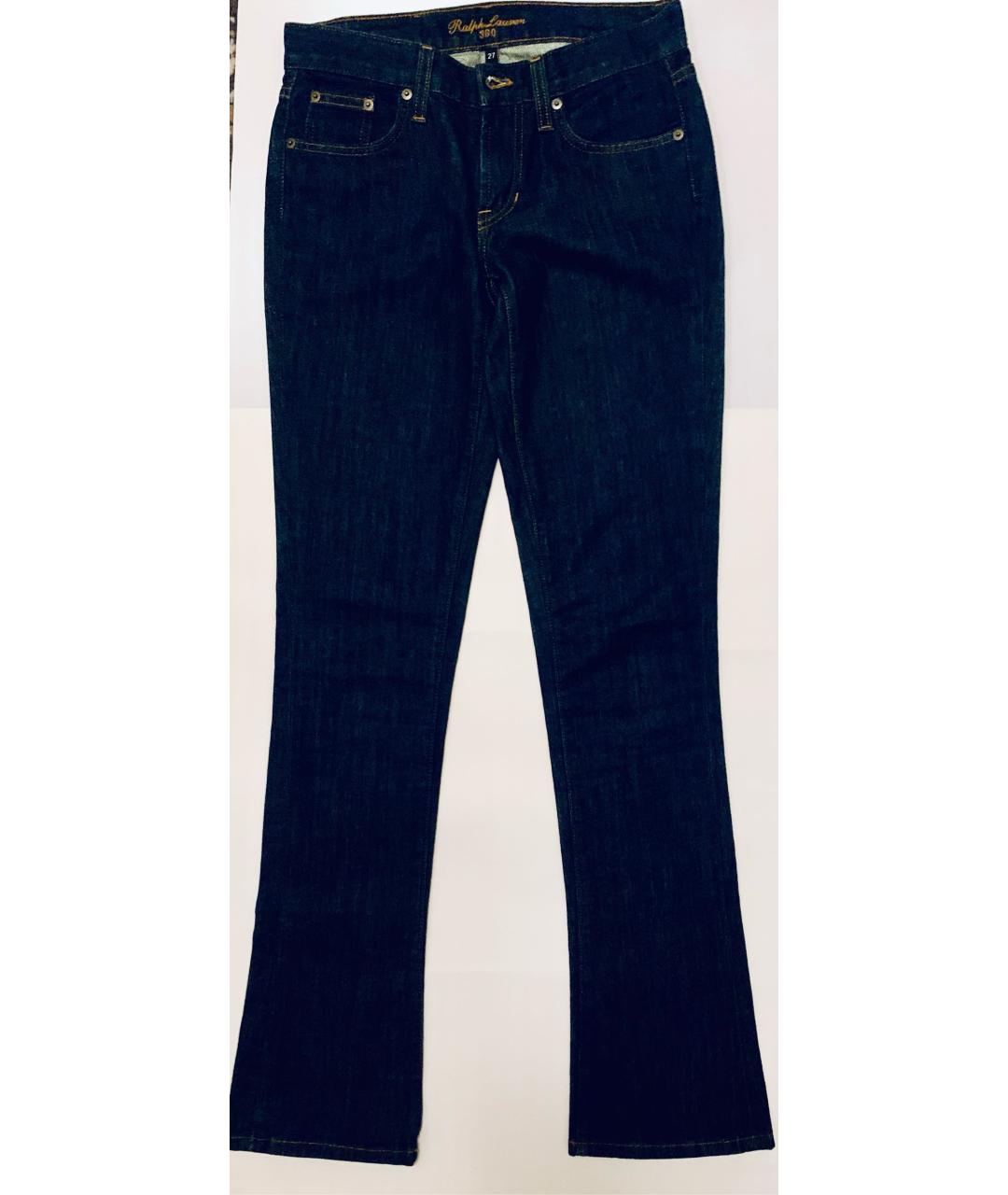 RALPH LAUREN Темно-синие хлопко-эластановые прямые джинсы, фото 7