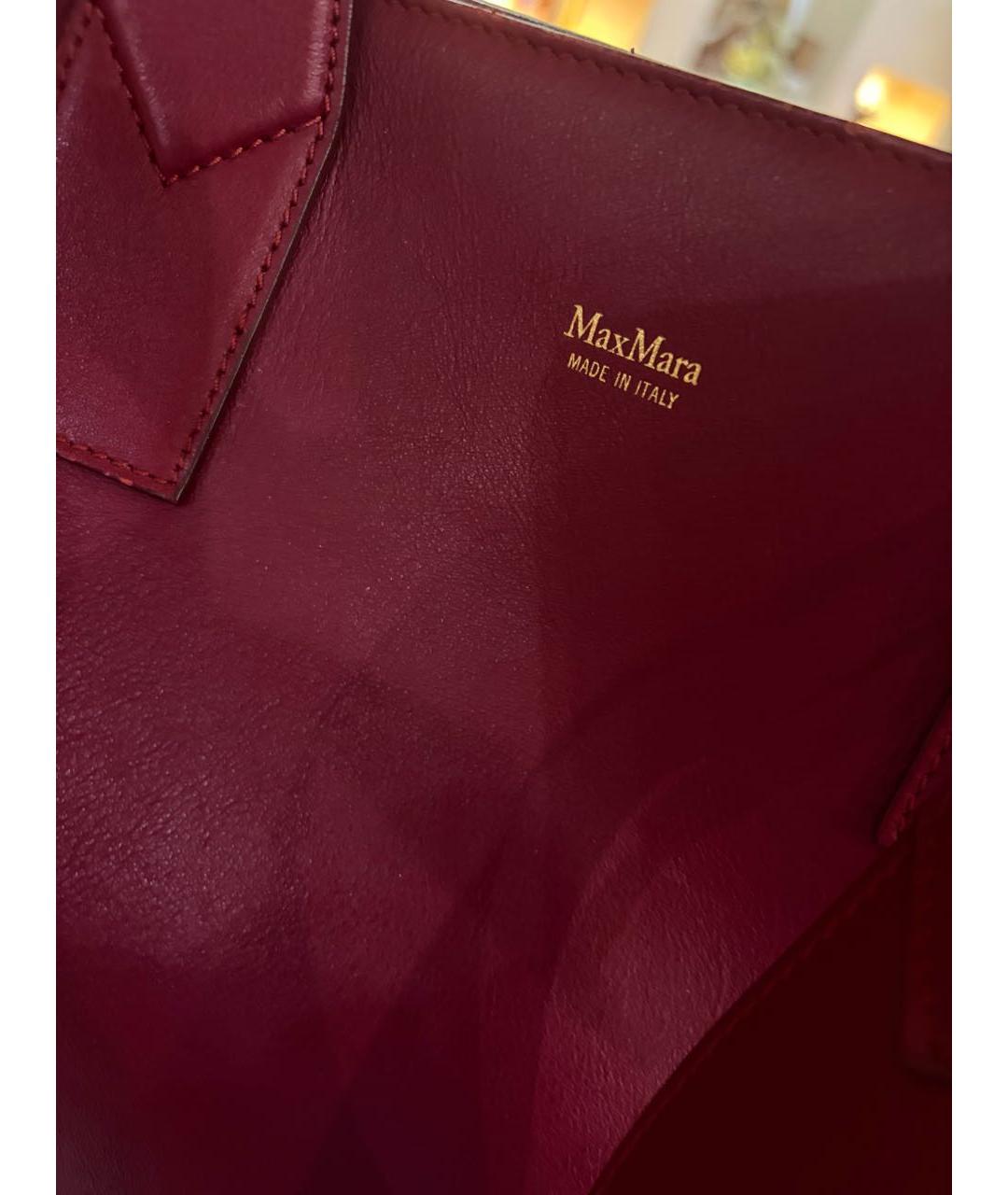 'S MAX MARA Бордовая кожаная сумка тоут, фото 2
