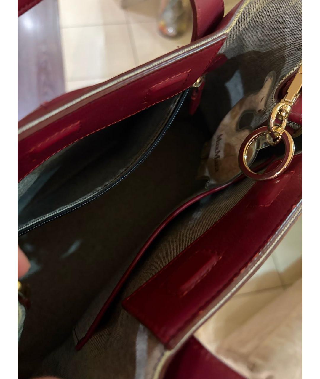 'S MAX MARA Бордовая кожаная сумка тоут, фото 3