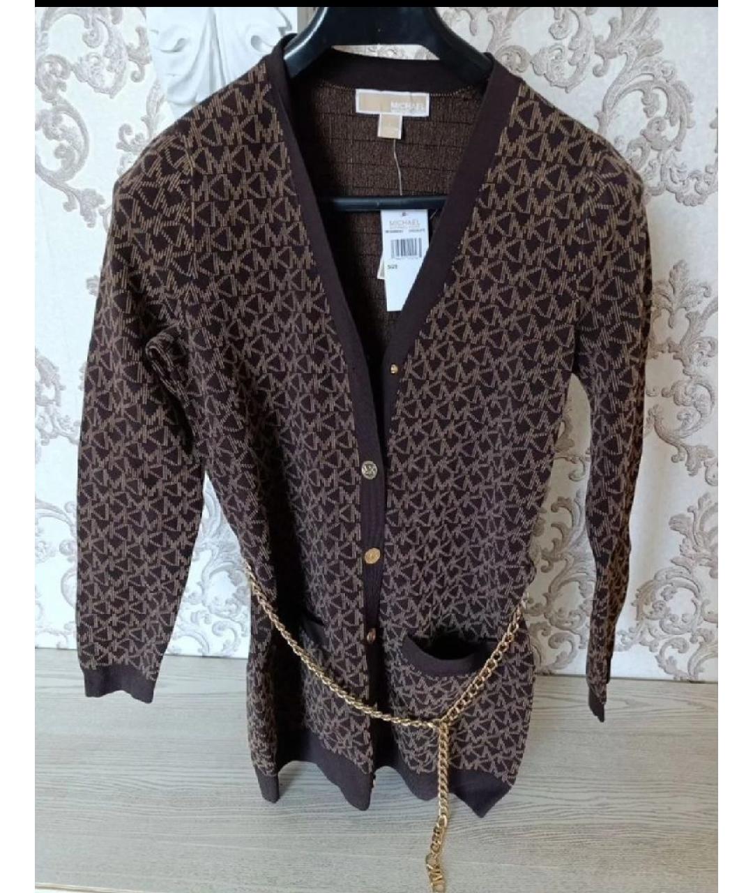 MICHAEL KORS Коричневый вискозный кардиган, фото 5