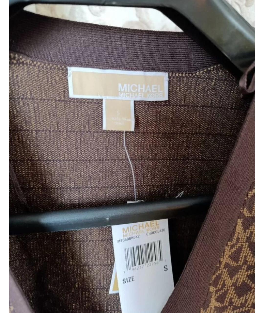 MICHAEL KORS Коричневый вискозный кардиган, фото 3