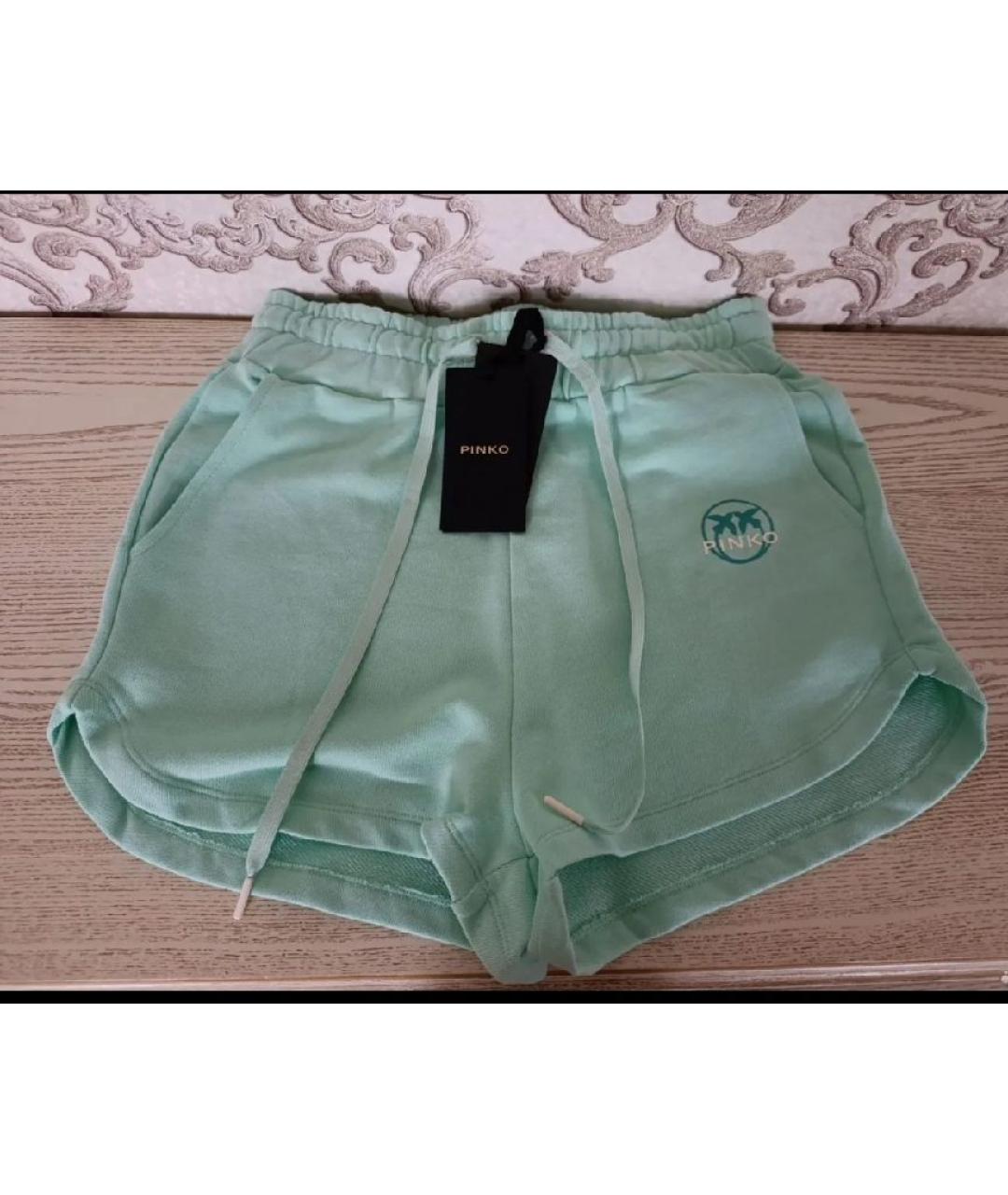 PINKO Бирюзовые хлопковые шорты, фото 6