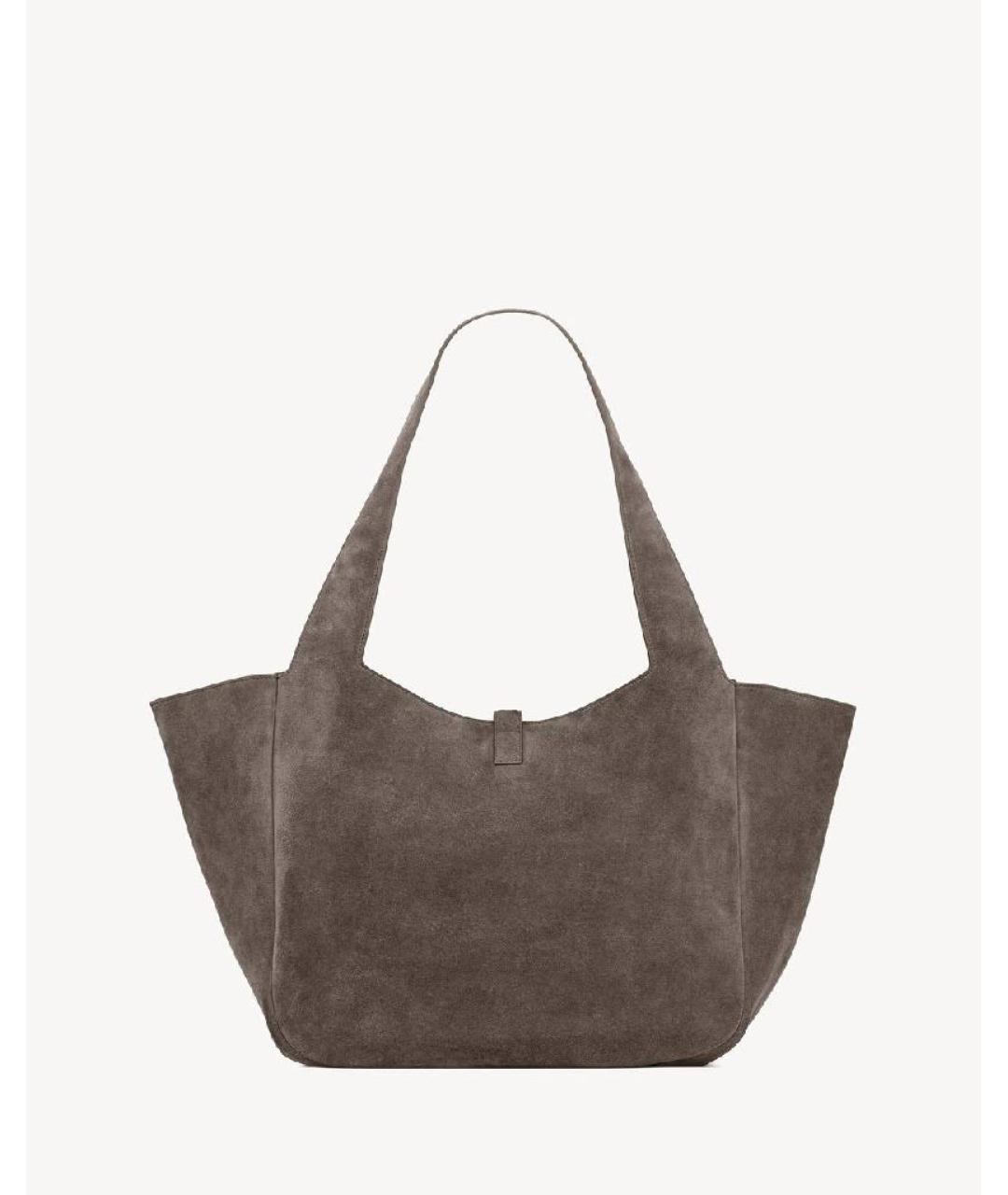 SAINT LAURENT Серая замшевая сумка тоут, фото 5