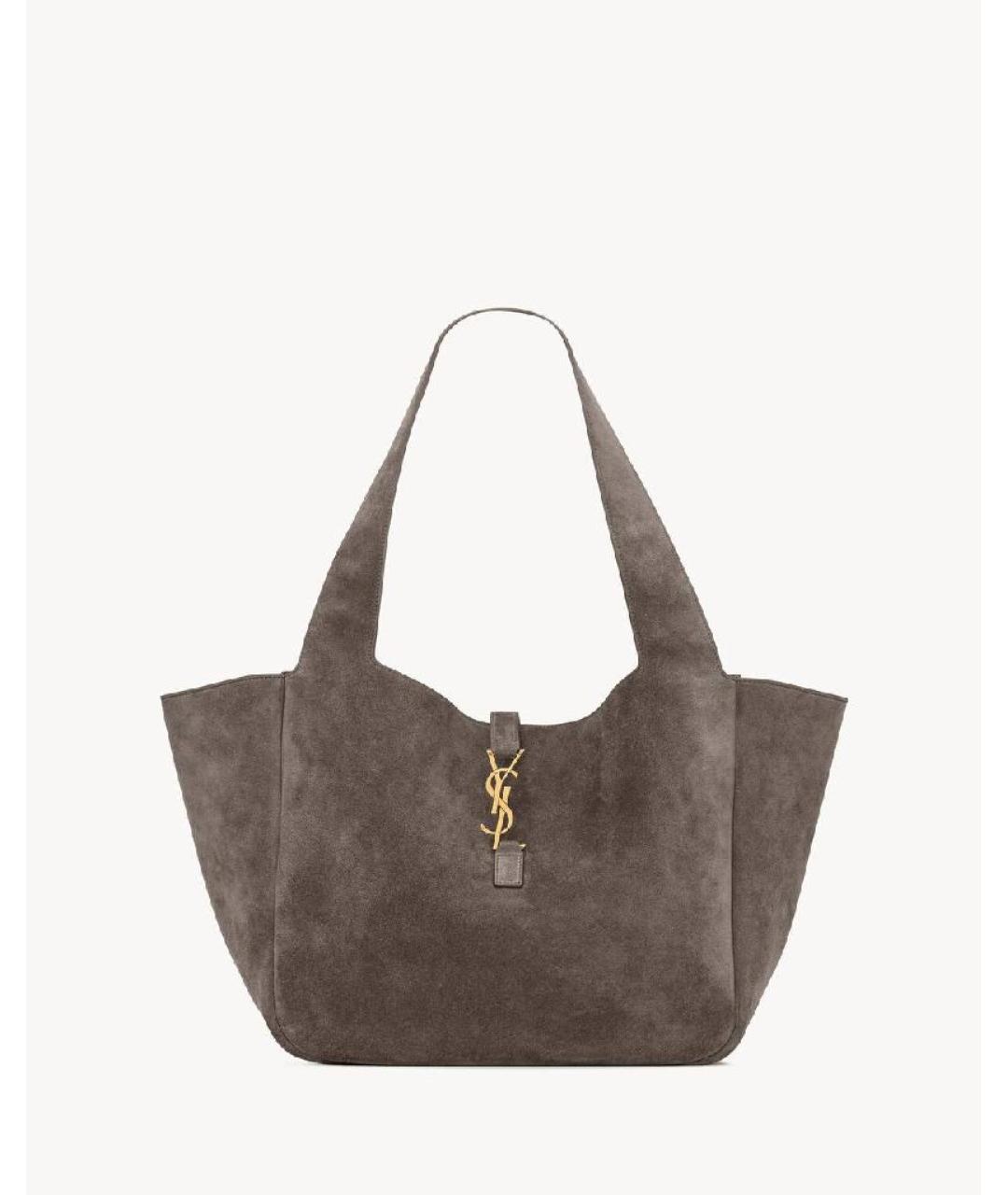 SAINT LAURENT Серая замшевая сумка тоут, фото 1