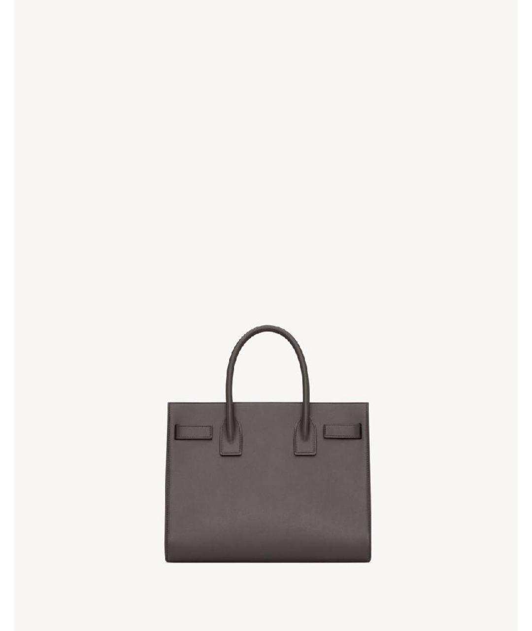 SAINT LAURENT Коричневая кожаная сумка тоут, фото 4