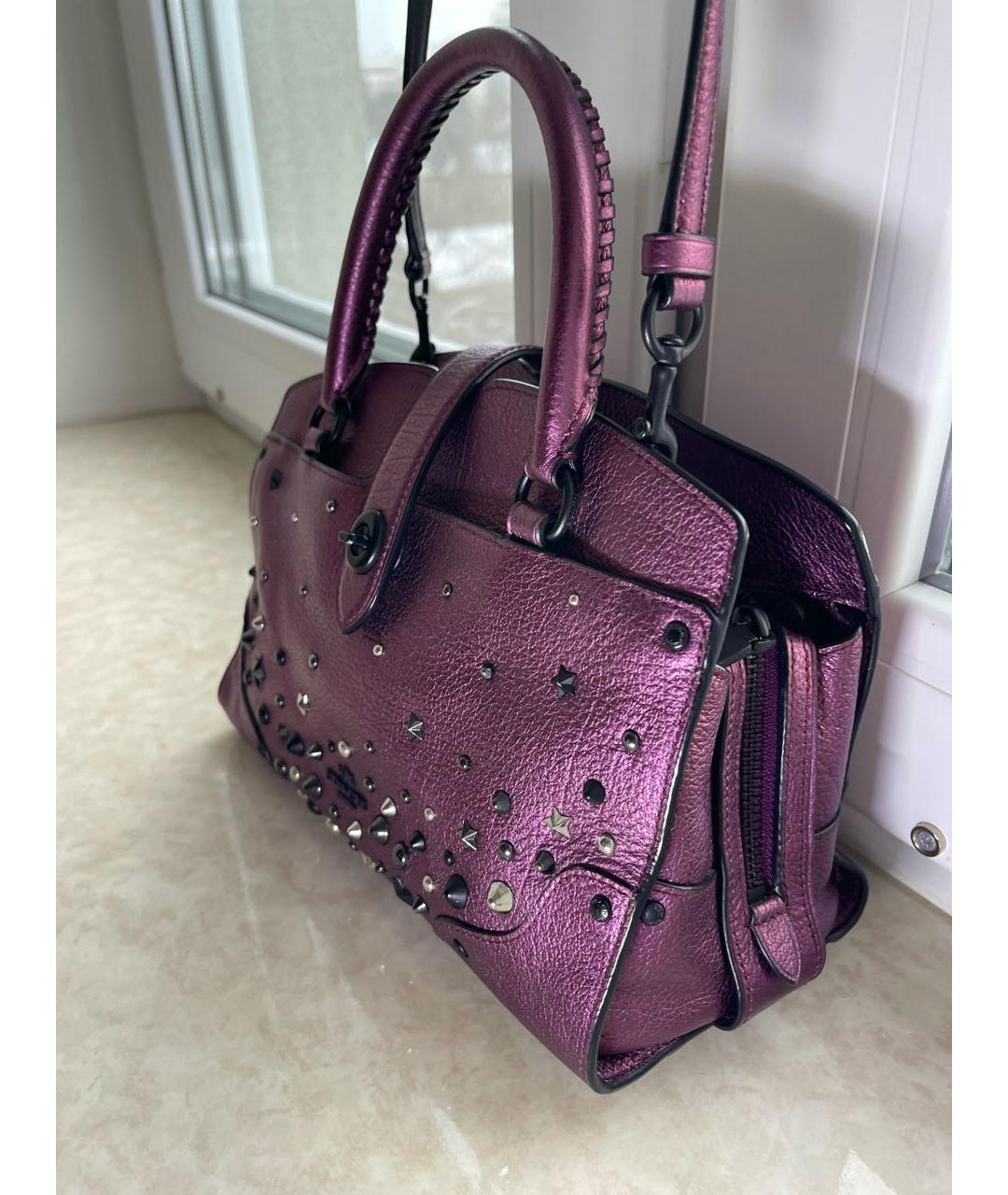 COACH Фиолетовая кожаная сумка через плечо, фото 2