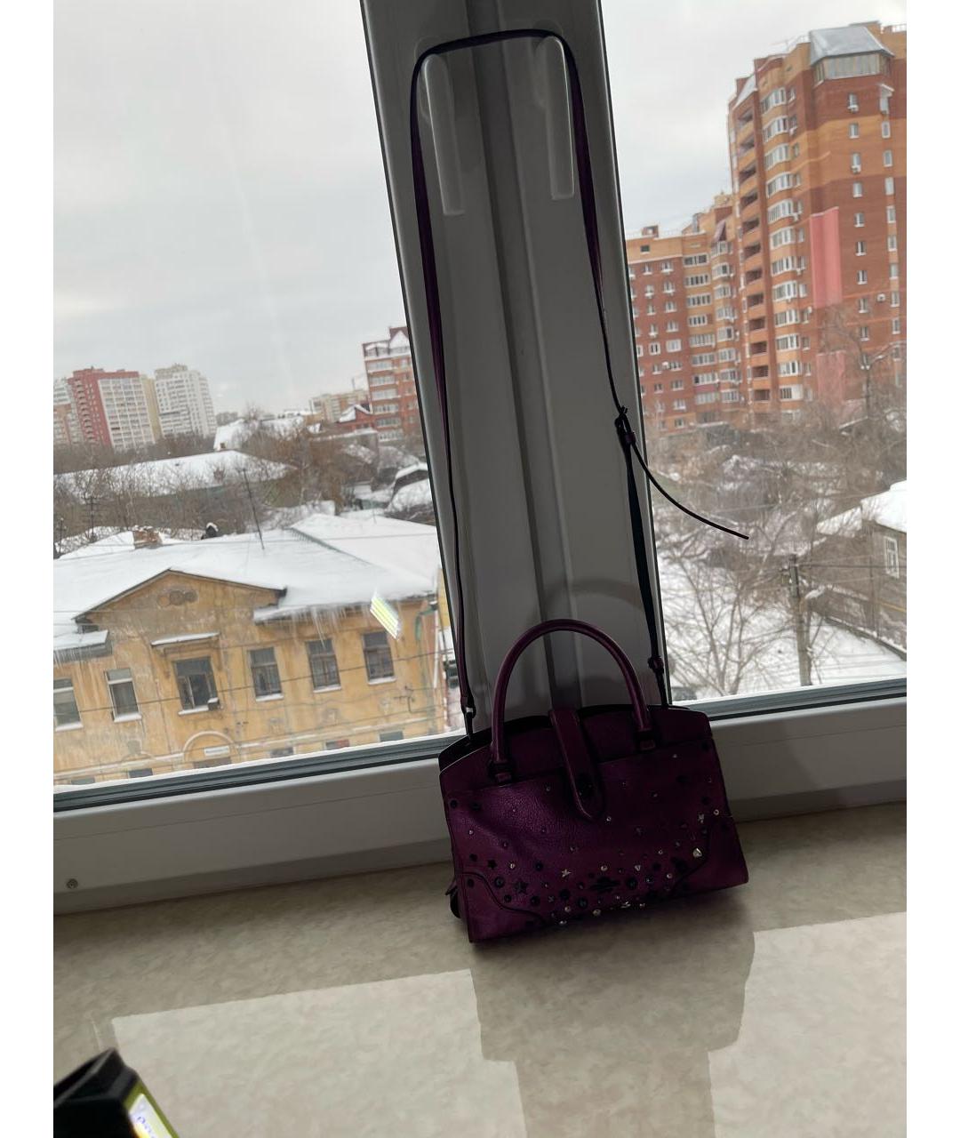 COACH Фиолетовая кожаная сумка через плечо, фото 3