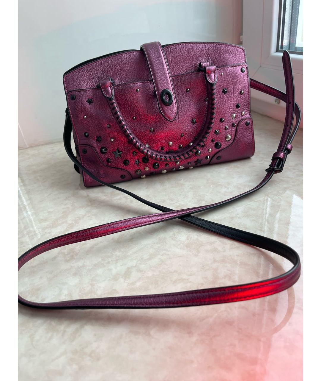 COACH Фиолетовая кожаная сумка через плечо, фото 5