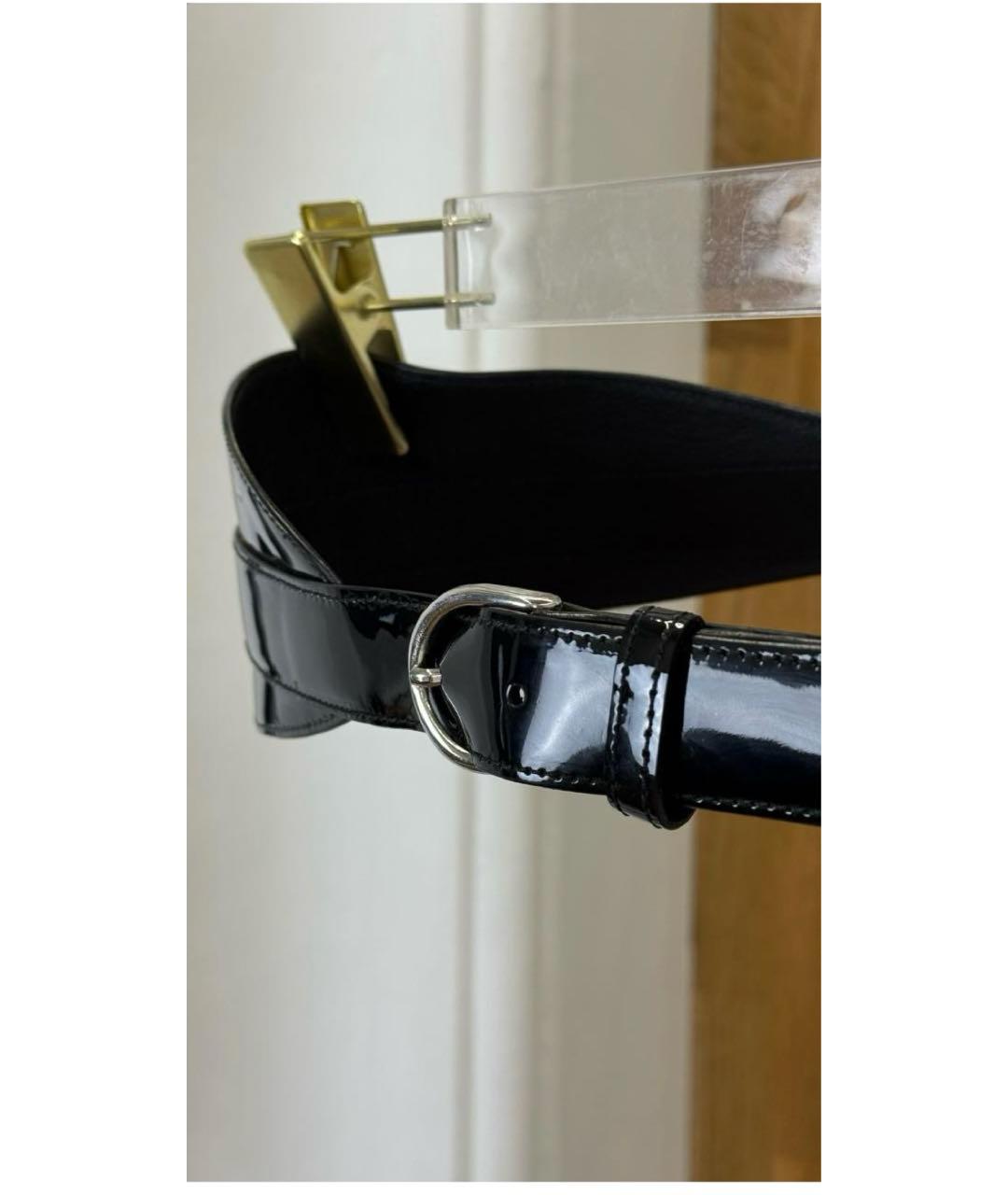 OSCAR DE LA RENTA Черный ремень из лакированной кожи, фото 2