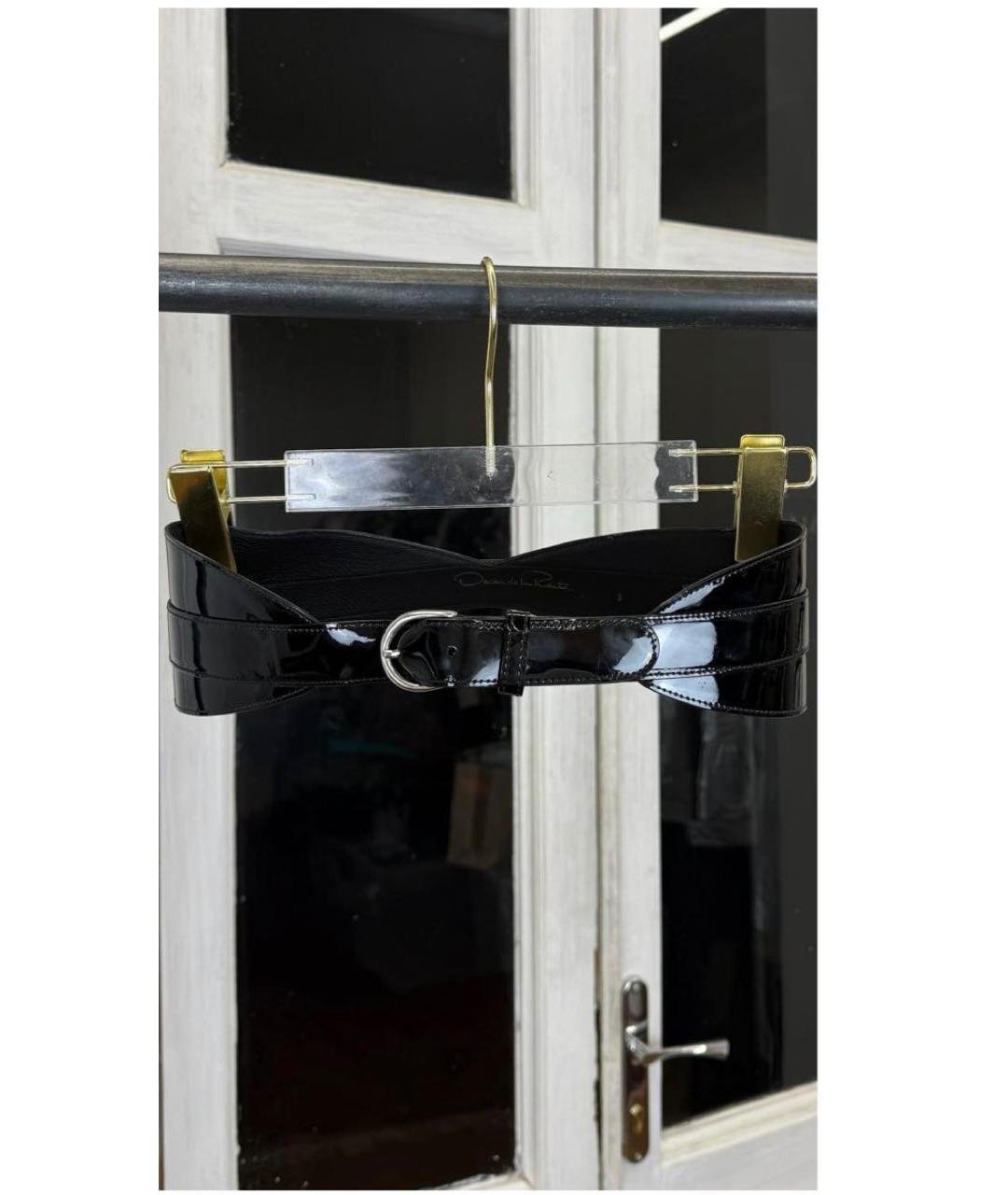 OSCAR DE LA RENTA Черный ремень из лакированной кожи, фото 5