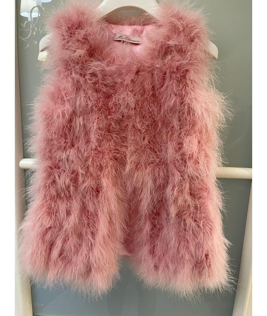 MISS BLUMARINE Розовый меховой жакет / жилет, фото 9