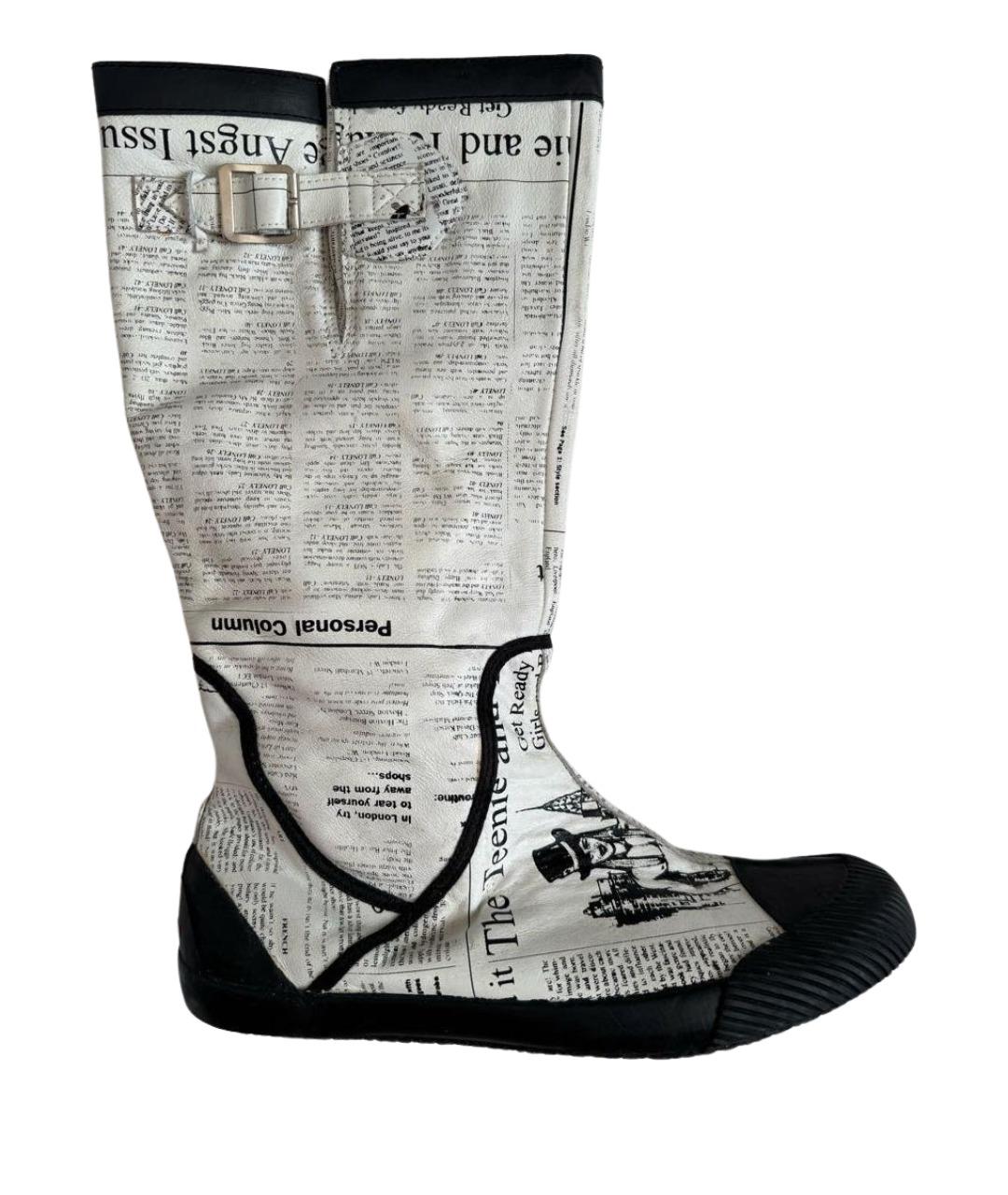 JOHN GALLIANO Белые кожаные сапоги, фото 1