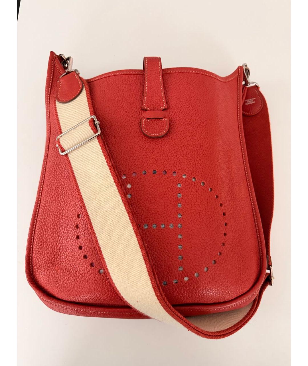 HERMES Красная кожаная сумка через плечо, фото 7
