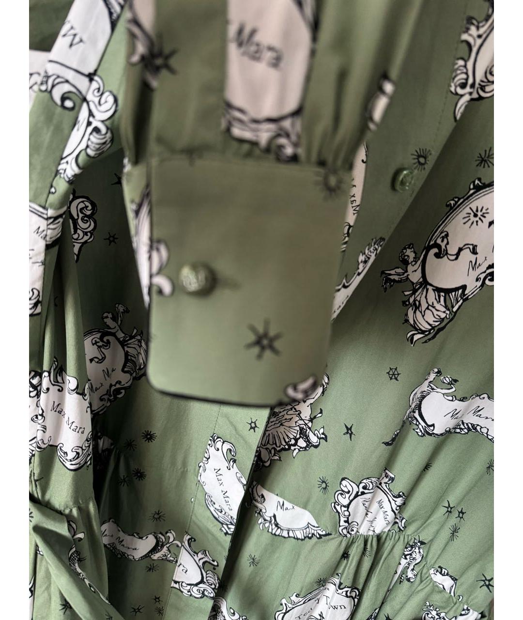 MAX MARA Зеленые хлопковое повседневное платье, фото 4