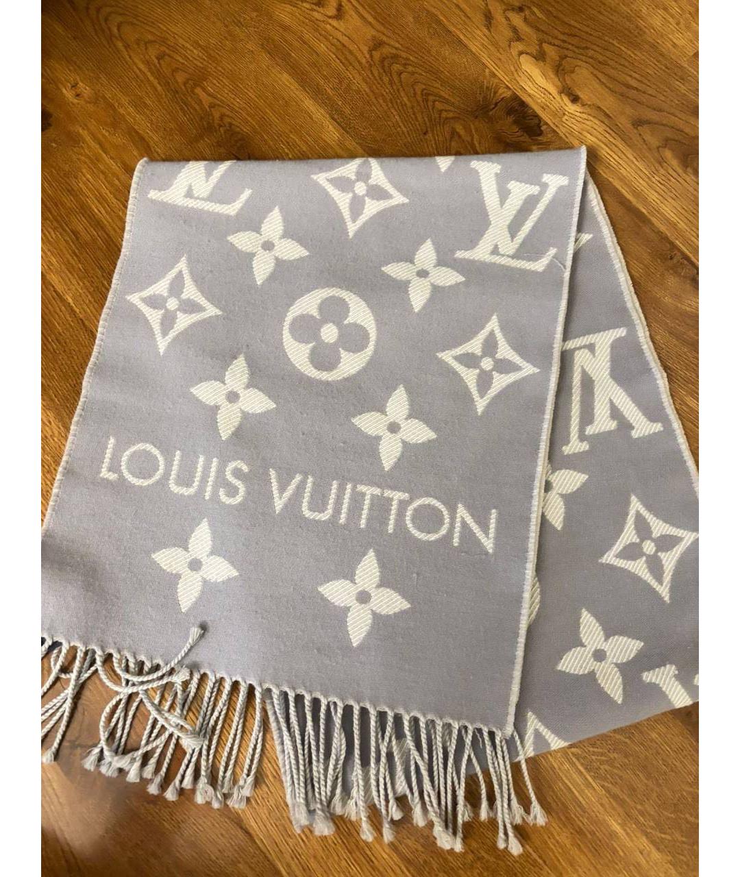 LOUIS VUITTON Голубой шерстяной шарф, фото 2