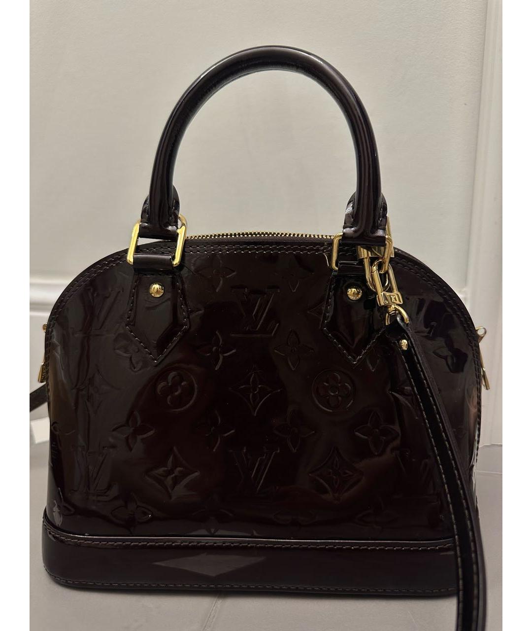 LOUIS VUITTON Бордовая сумка с короткими ручками из лакированной кожи, фото 7