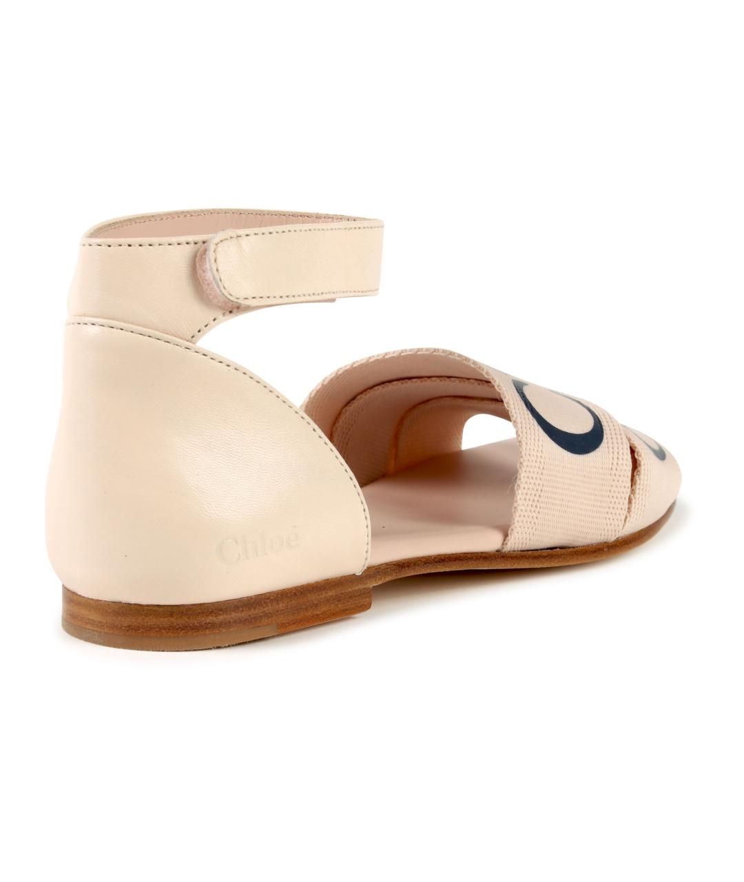 CHLOE KIDS Бежевые кожаные сандалии и шлепанцы, фото 3
