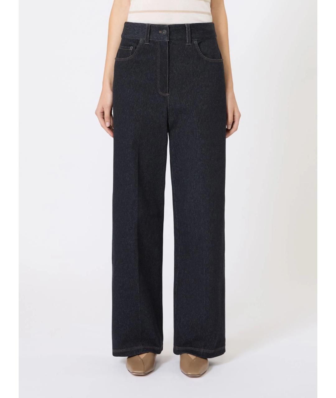MAX MARA Темно-синие хлопковые прямые джинсы, фото 3