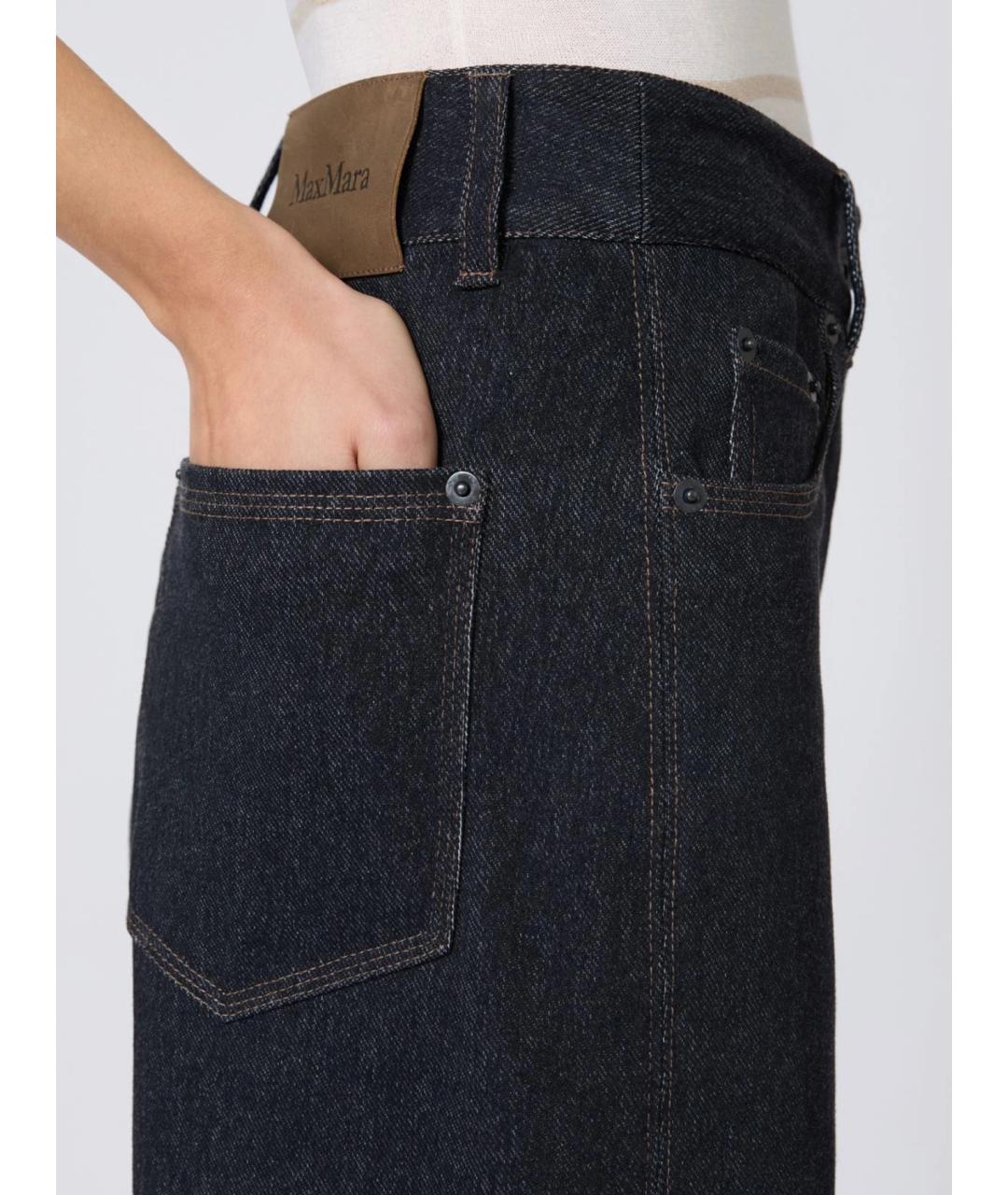 MAX MARA Темно-синие хлопковые прямые джинсы, фото 5