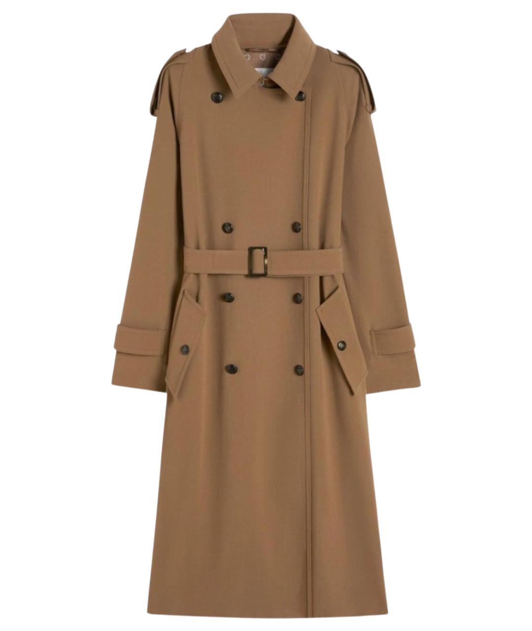 MAX MARA Коричневый шерстяной тренч/плащ, фото 1