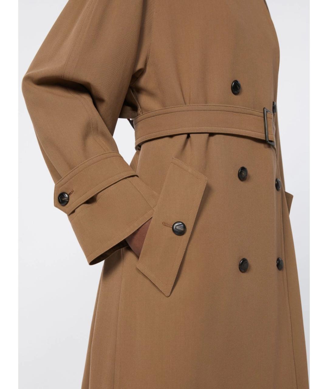 MAX MARA Коричневый шерстяной тренч/плащ, фото 5