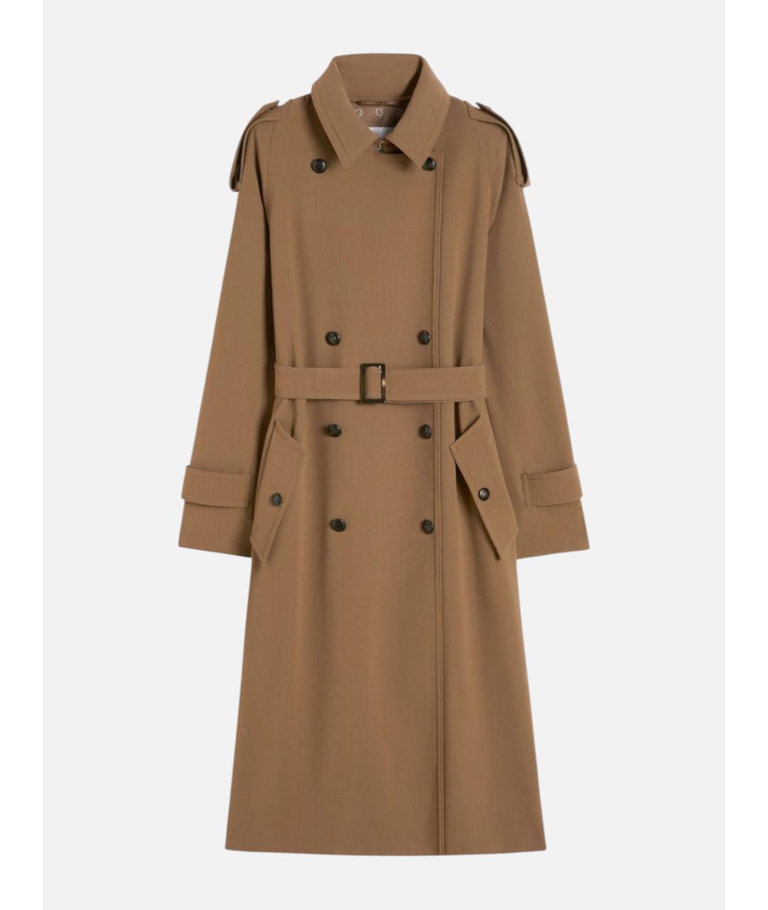 MAX MARA Коричневый шерстяной тренч/плащ, фото 6
