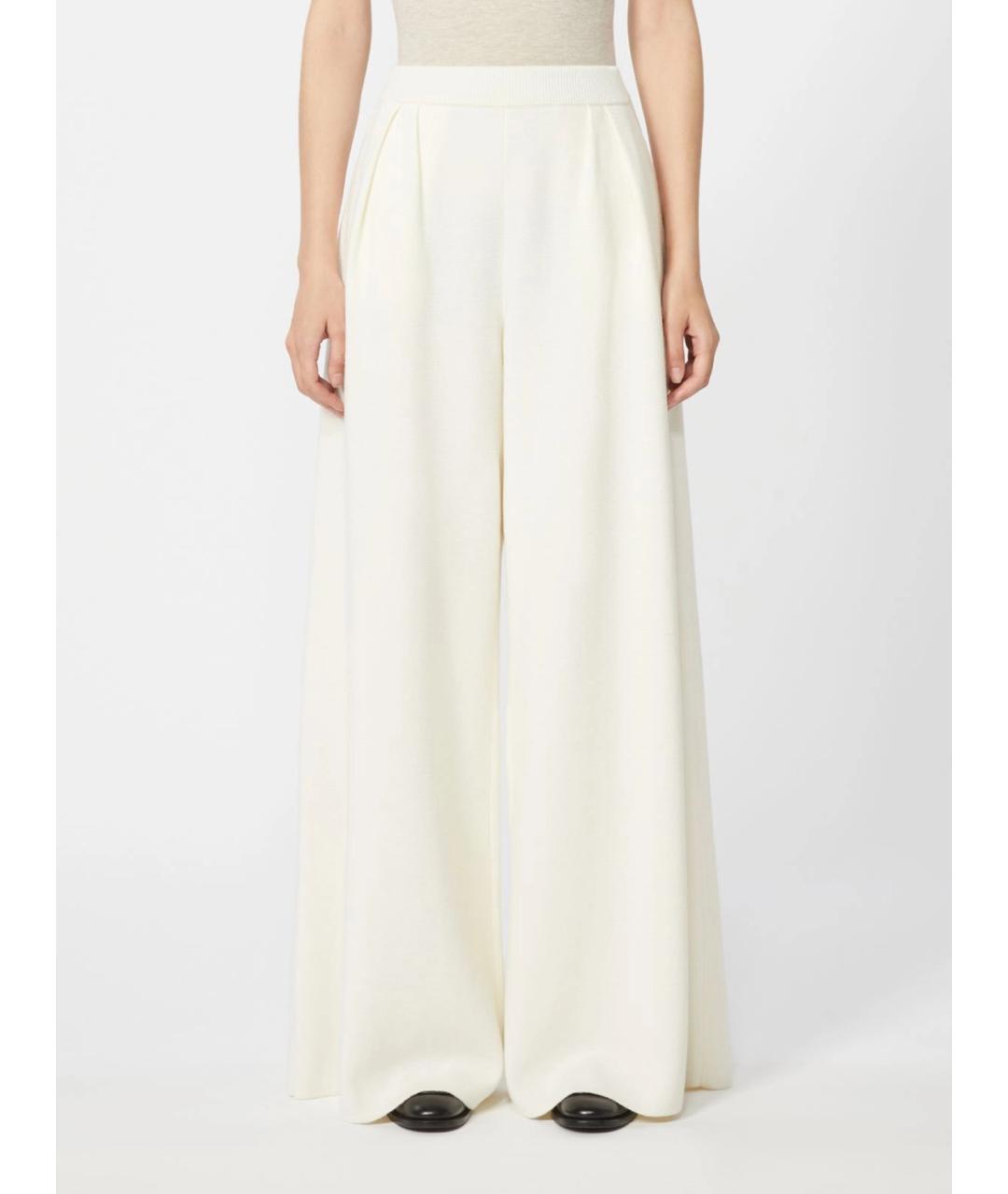MAX MARA Белые шерстяные брюки широкие, фото 4