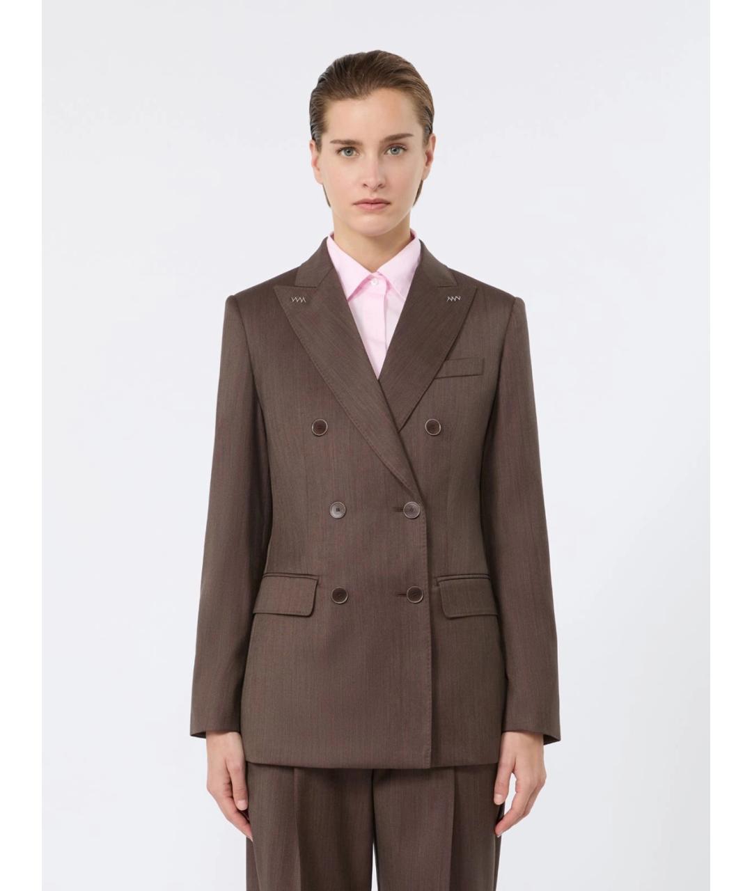 MAX MARA Коричневый шерстяной жакет/пиджак, фото 3