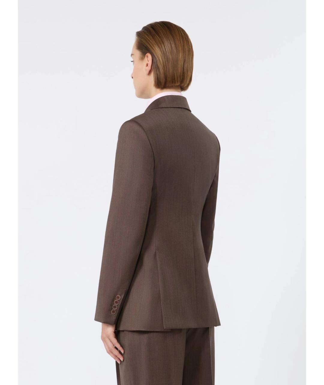 MAX MARA Коричневый шерстяной жакет/пиджак, фото 4