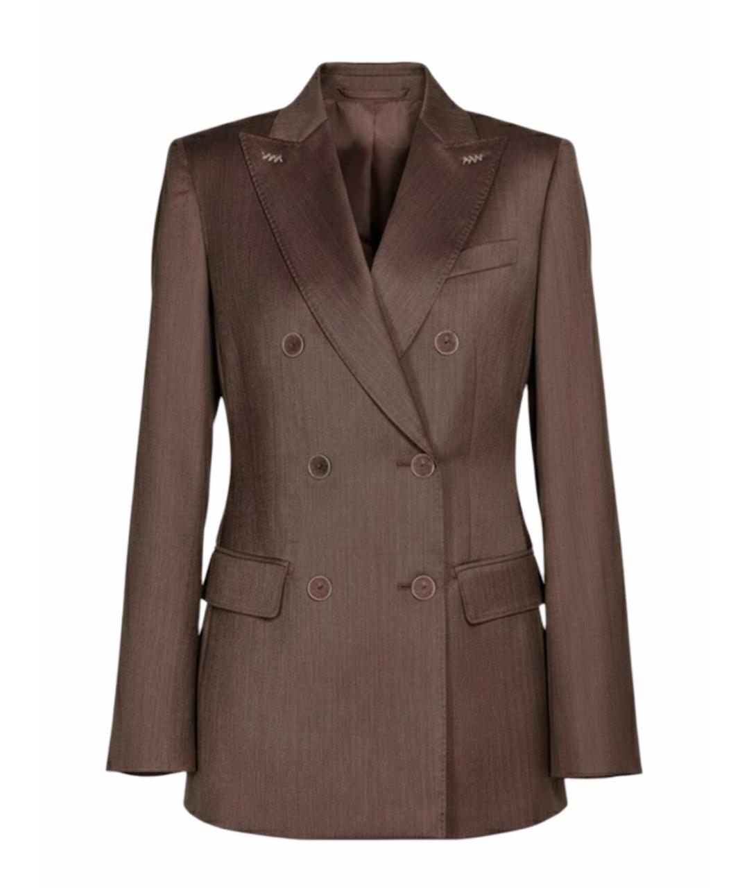 MAX MARA Коричневый шерстяной жакет/пиджак, фото 1