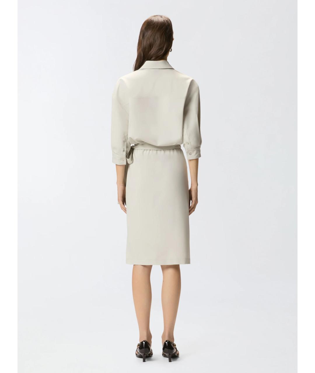 PINKO Серое кожаное повседневное платье, фото 3