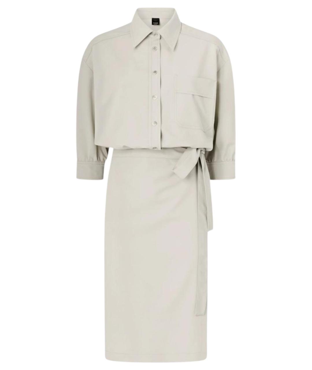 PINKO Серое кожаное повседневное платье, фото 1