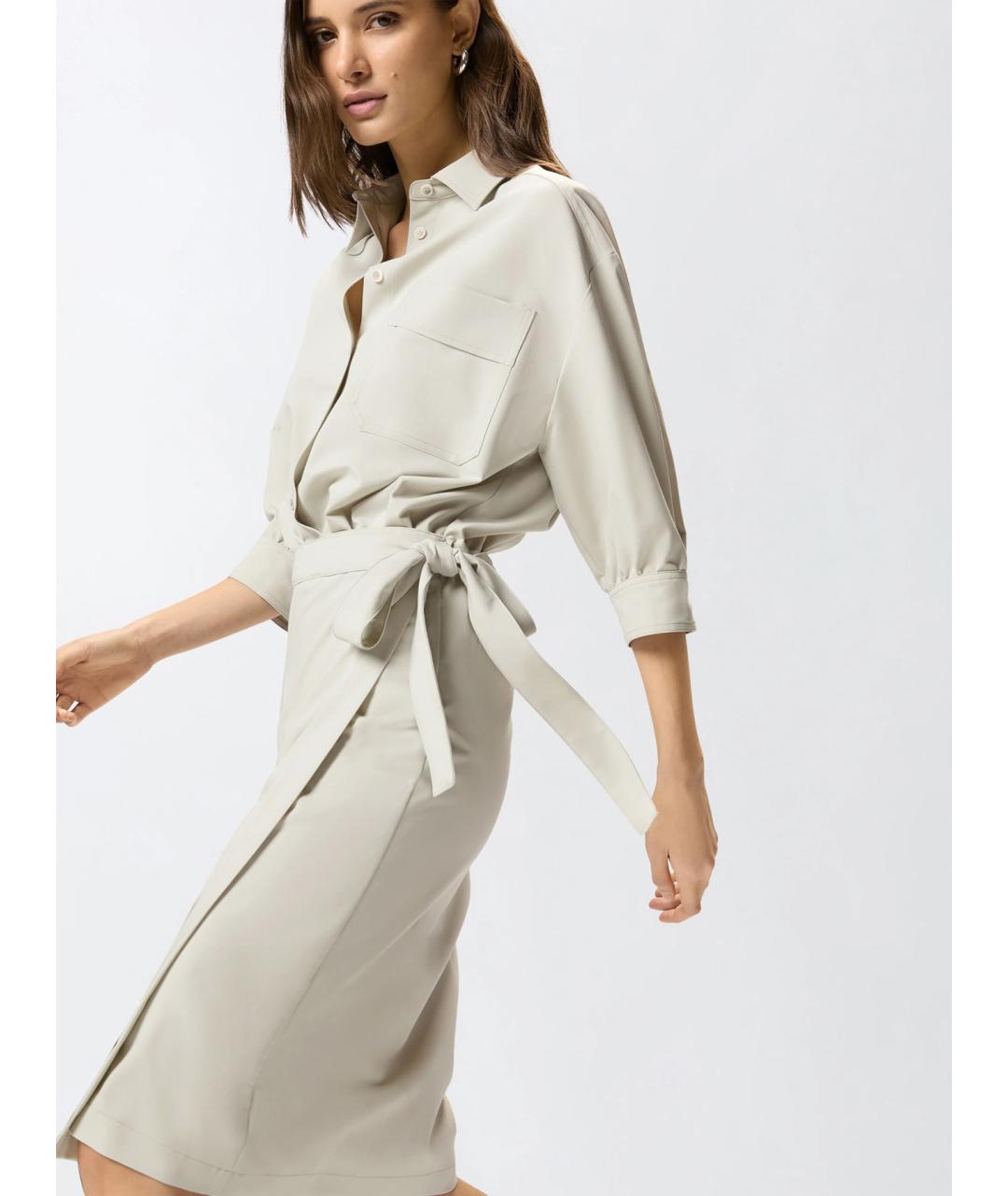 PINKO Серое кожаное повседневное платье, фото 4